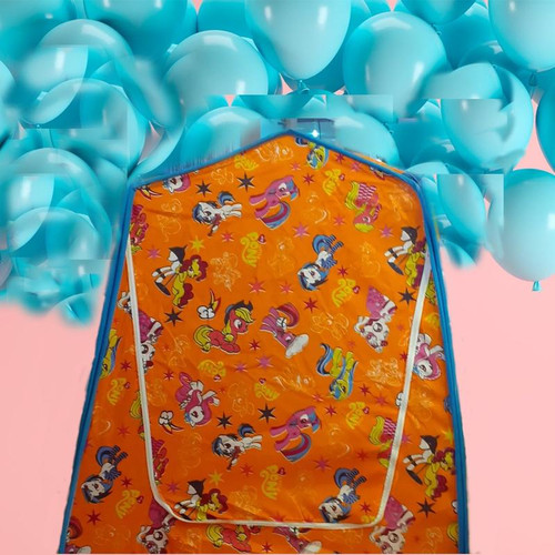 چادربازی فنری نوجوان( مدل کلبه ای پونی)پارچه ای رنگ نارنجی