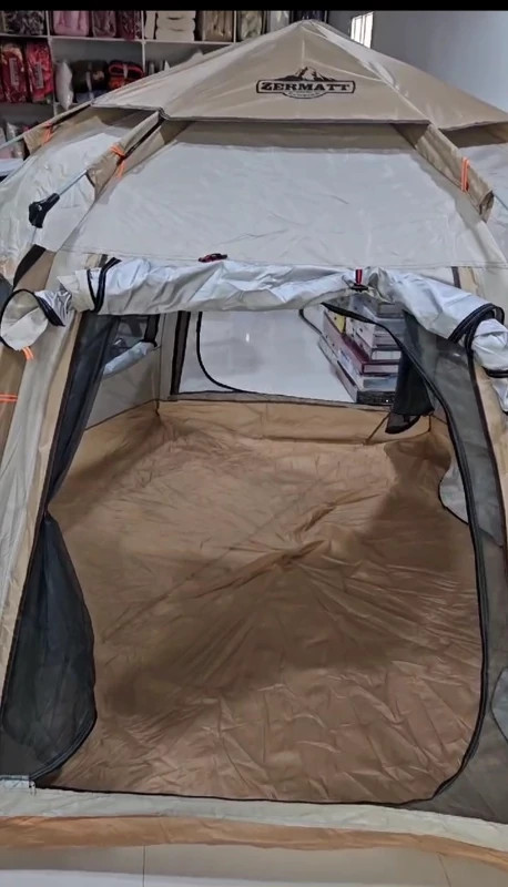 چادر مسافرتی و کوهنوردی شش ضلعی 8 نفره اتوماتیک نیلوفری ( سایه بان دار و دوپوش )()