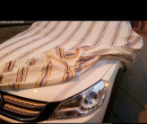 چادر ماشین نخی پشت کرکی مخصوص اپل کورسا (opel corsa)(داخل پنبه ای، ضد خش و مقاوم به آفتاب)(زمینه سفید)